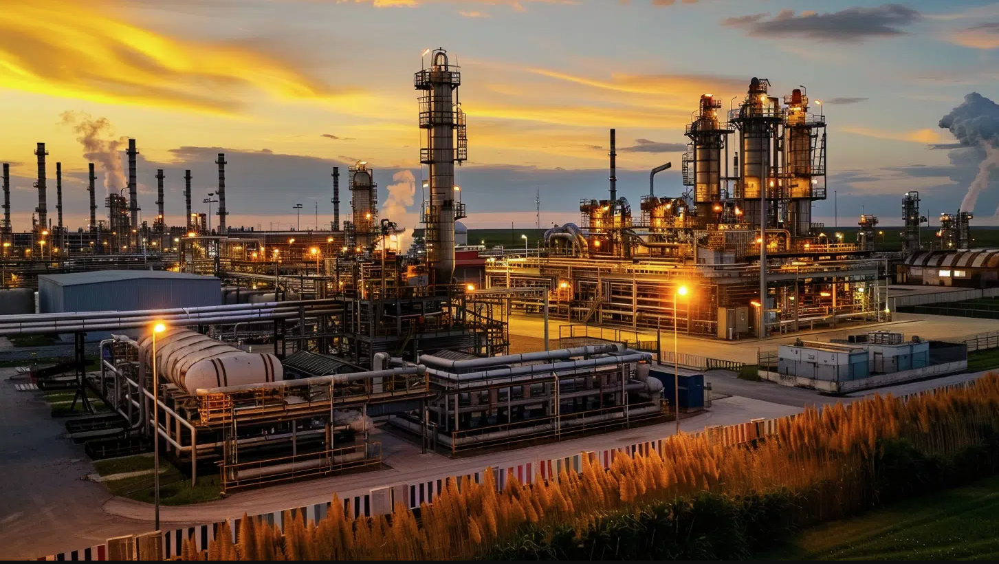 Industrial Oil Plant Night View